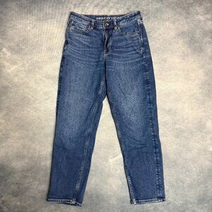 AMERICAN EAGLE Womens Size 8 Blue Mid Rise Stretch Mom Jeans 26 Inseam